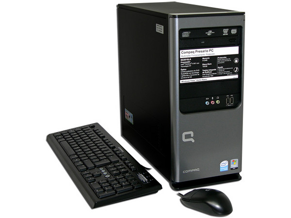 Computadora Compaq Presario SG3010LA,
Procesador Intel Pentium 4 641 HT (3.2 GHz),
Memoria de 512MB PC2-4200 DDR2,
D.D. de 160GB, DVD±R/RW 16X LightScribe,
Red, Módem, Windows Vista Home Basic,
No Incluye Monitor.