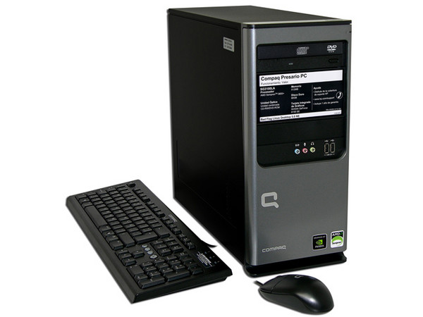 Computadora Compaq Presario SG3100LA,
Procesador AMD Sempron 3800+ (2.2 GHz),
Memoria 512MB PC2-5300 DDR2,
D.D. de 80GB, CD-RW y DVD-ROM,
Red 10/100, Módem 56K, Sistema Operativo Linux,
No Incluye Monitor.