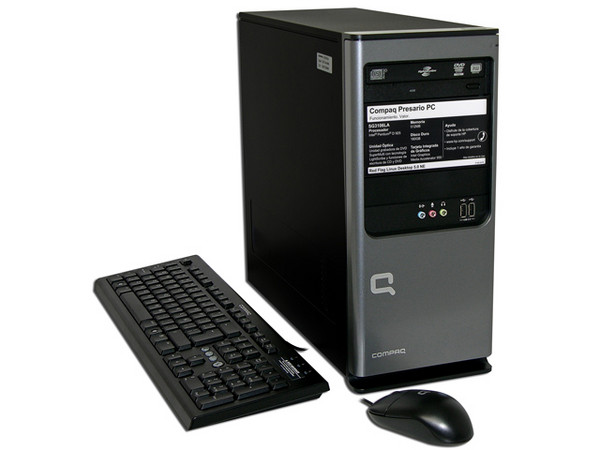 Computadora Compaq Presario SG3106LA,
Procesador Intel Pentium D 925+ (3.0 GHz),
Memoria 512MB PC2-4200 DDR2,
D.D. de 160GB, Super Multi DVD±R/RW,
Red 10/100, Módem 56K, Sistema Operativo Linux,
No Incluye Monitor.