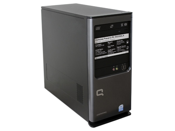 Computadora Compaq Presario SG3302LA,
Procesador Intel Celeron 220 (1.2GHz),
Memoria de 1GB PC2-4200 DDR2,
D.D. de 160GB, SuperMulti DVD±R/RW,
Red, Módem, Windows Vista Starter,
No Incluye Monitor.