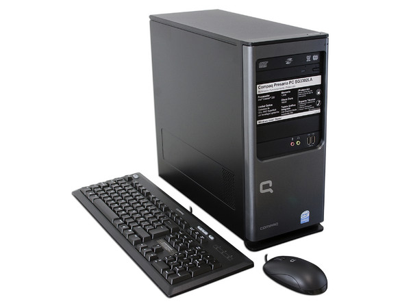 Computadora Compaq Presario SG3302LA,
Procesador Intel Celeron 220 (1.2GHz),
Memoria de 1GB PC2-4200 DDR2,
D.D. de 160GB, SuperMulti DVD±R/RW,
Red, Módem, Windows Vista Starter,
No Incluye Monitor.