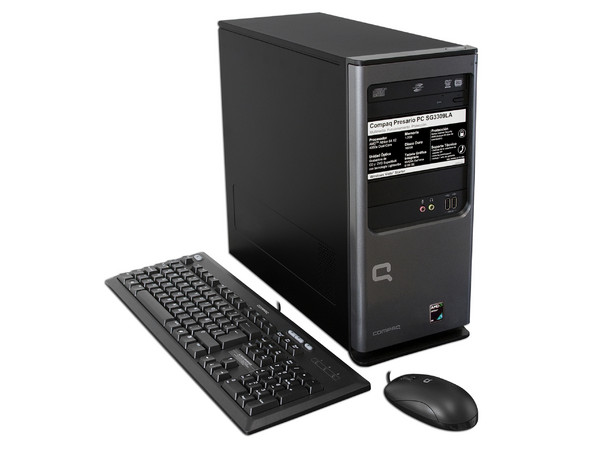 Computadora Compaq Presario SG3309LA,
Procesador AMD AthlonTM 64 X2 4050e (2.1Ghz),
Memoria de 1GB PC2-6400 DDR2,
D.D. de 160GB, SuperMulti DVD±R/RW,
Red, Módem, Windows Vista Starter,
No Incluye Monitor.