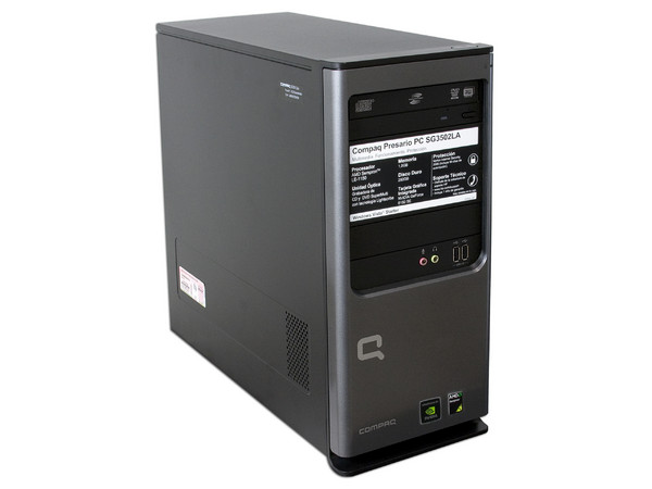 Computadora Compaq Presario SG3502LA,
Procesador AMD Sempron LE-1150 (2.0GHz),
Memoria de 1GB PC2-5300 DDR2,
D.D. de 250GB, SuperMulti DVD±R/RW,
Red, Módem, Windows Vista Starter,
No Incluye Monitor.