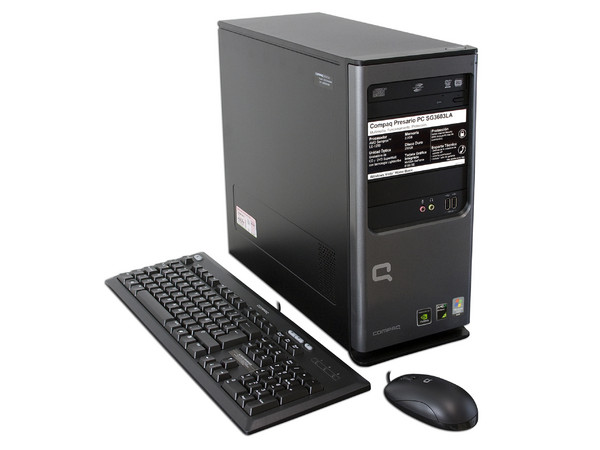 Computadora Compaq Presario SG3603LA,
Procesador AMD SempronTM LE-1250 (2.2GHz),
Memoria de 2GB PC2-6400 DDR2,
D.D. de 250GB, SuperMulti DVD±R/RW,
Red, Módem, Windows Vista Home Basic,
No Incluye Monitor.