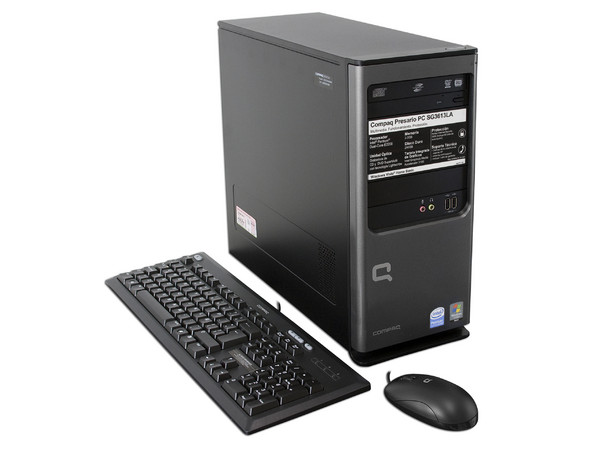 Computadora Compaq Presario SG3613LA,
Procesador Intel Pentium DualCore E2200 (2.2GHz),
Memoria de 2GB PC2-6400 DDR2,
D.D. de 250GB, SuperMulti DVD±R/RW,
Red, Módem, Windows Vista Home Basic,
No Incluye Monitor.
