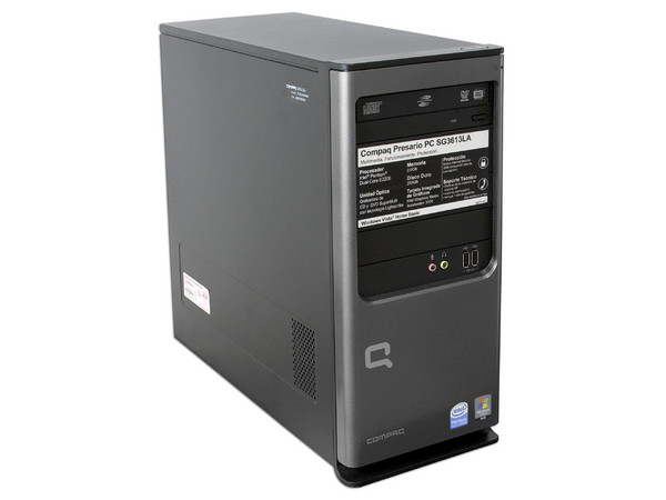 Computadora Compaq Presario SG3613LA,
Procesador Intel Pentium DualCore E2200 (2.2GHz),
Memoria de 2GB PC2-6400 DDR2,
D.D. de 250GB, SuperMulti DVD±R/RW,
Red, Módem, Windows Vista Home Basic,
No Incluye Monitor.