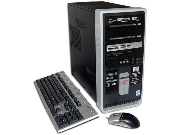 Computadora Compaq Presario SR1603LS,
Procesador Pentium 4 516 a 2.93GHz HT,
Memoria de 256MB PC3200 DDR2,
D.D. de 40GB, Quemador CD-RW de 48X,
Red, Modem, No Incluye Sistema Operativo,
Sin Monitor.