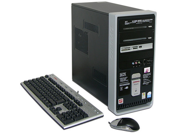 Computadora Compaq Presario SR1717LA,
Procesador Pentium 4 517 HT 2.93 GHz,
Memoria 512MB PC2-4200 DDR2,
D.D. de 80 GB, CD-RW/DVD-ROM Combo,
Red, Módem, Windows XP Home Edition,
No Incluye Monitor