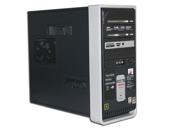 Computadora Compaq Presario SR1918LA,
Procesador AMD Athlon 64 3500+ de 2.2Ghz,
Memoria 512MB PC 3200 DDR,
D.D. de 160GB, DVD±RW/±R Doble Capa,
Red, Módem, Windows XP Home SP2.
No Incluye Monitor