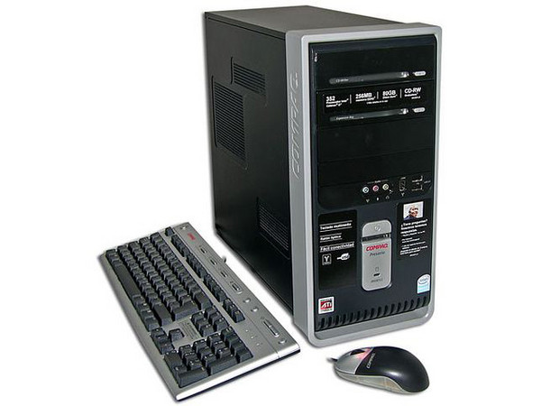 Computadora Compaq Presario SR2001LS,
Procesador Celeron D 352 a 3.2 GHz,
Memoria de 256MB PC2-4200 DDR2,
D.D. de 80GB, CD-RW de 48X,
Red, Módem, No Incluye Sistema Operativo,
No Incluye Monitor.