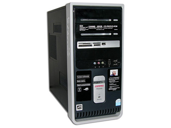 Computadora Compaq Presario SR2003LS,
Procesador Pentium 4 524 a 3.06GHz HT,
Memoria de 256MB PC2-4200 DDR2,
D.D. de 80GB, CD-RW/DVD-ROM Combo,
Red, Modem, No Incluye Sistema Operativo,
Sin Monitor.