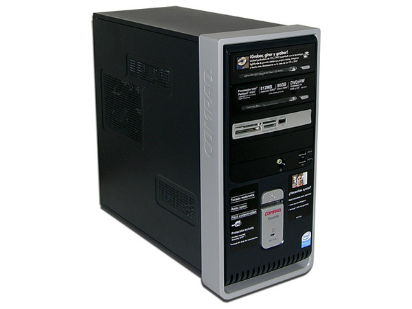 Computadora Compaq Presario SR2103LS,
Procesador Pentium 4 631 a 3.0 GHz,
Memoria de 512MB PC2-4200 DDR2,
D.D. de 80GB,Multi DVD±R/RW/RAM LightScribe,
Red, Módem, No Incluye Sistema Operativo,
No Incluye Monitor.