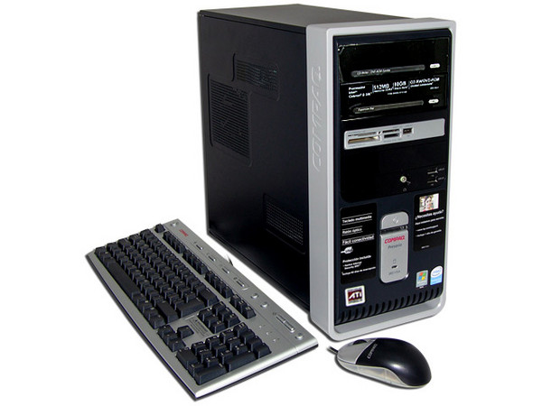Computadora Compaq Presario SR2105LA,
Procesador Intel Celeron D 356+, 3.33GHz,
Memoria de 512MB PC2-4200 DDR2,
D.D. de 80GB, CD-RW / DVD-ROM Combo,
Red, Módem, Windows Vista Home Basic,
No Incluye Monitor.