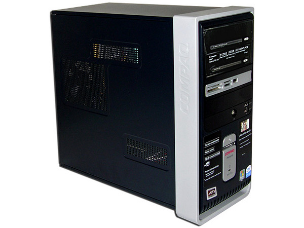 Computadora Compaq Presario SR2105LA,
Procesador Intel Celeron D 356+, 3.33GHz,
Memoria de 512MB PC2-4200 DDR2,
D.D. de 80GB, CD-RW / DVD-ROM Combo,
Red, Módem, Windows Vista Home Basic,
No Incluye Monitor.