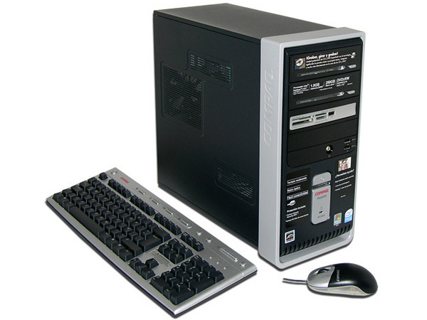 Computadora Compaq Presario SR2120LA,
Procesador Pentium 4 631 a 3.0 GHz,
Memoria de 1GB PC2-4200 DDR2,
D.D. de 250GB, Multi DVD±R/RW/RAM LightScribe,
Red, Módem, Windows Vista Home Basic,
No Incluye Monitor.