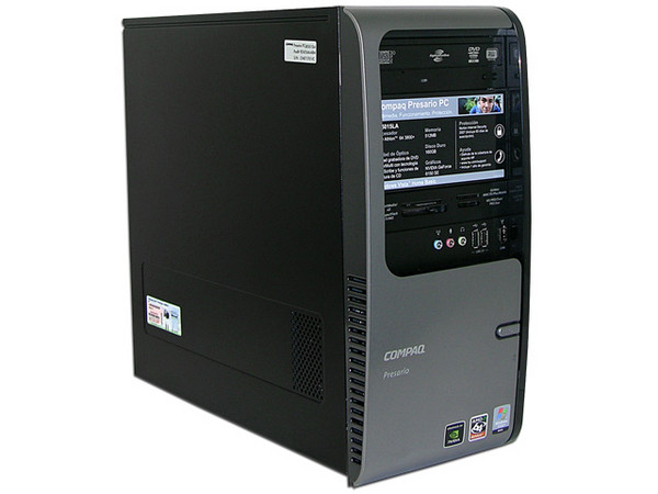 Computadora Compaq Presario SR5015LA,
Procesador AMD Athlon 64 Modelo 3800+ de 2.4Ghz,
Memoria 512MB PC2-4200 DDR2,
D.D. de 160GB, Super Multi DVD±R/RW/RAM,
Red 10/100, Módem 56K, Windows Vista Home Basic,
No Incluye Monitor.