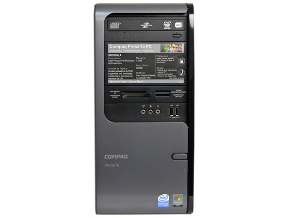 Computadora Compaq Presario SR5020LA,
Procesador Intel Pentium D 925 de 3.0Ghz,
Memoria 1GB PC2-4200 DDR2,
D.D. de 320GB Serial ATA, Super Multi DVD±R/RW,
Red 10/100, Módem 56K, Windows Vista Home Basic,
No Incluye Monitor