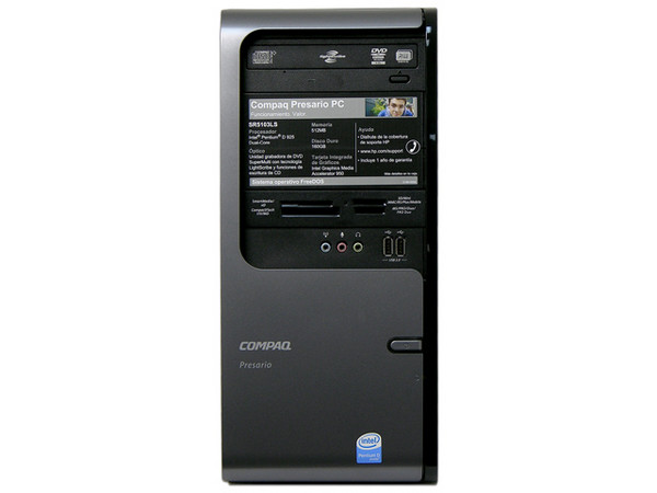 Computadora Compaq Presario SR5103LS,
Procesador Intel Pentium D 925 de 3.0Ghz,
Memoria 512MB DDR2 PC2-5300,
D.D. de 160GB Serial ATA, Super Multi DVD±R/RW,
Red 10/100, Módem 56K, No Incluye Sistema Operativo,
No Incluye Monitor