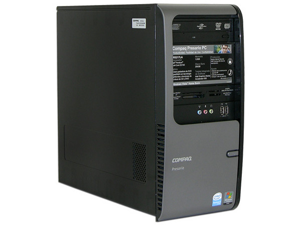 Computadora Compaq Presario PC SR5217LA,
Procesador Intel Dual-Core E2140 (1.6 GHz),
Memoria de 1GB PC2-4200 DDR2,
D.D. de 250GB, DVD±R/RW LightScribe,
Red, Módem, Windows Vista Home Basic,
No Incluye Monitor.