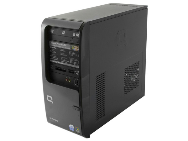 Computadora Compaq Presario SR5417LA,
Procesador Intel Pentium DualCore E2180 (2.0GHz),
Memoria de 2GB PC2-6400 DDR2,
D.D. de 320GB, SuperMulti DVD±R/RW,
Red, Módem, Windows Vista Home Basic,
No Incluye Monitor