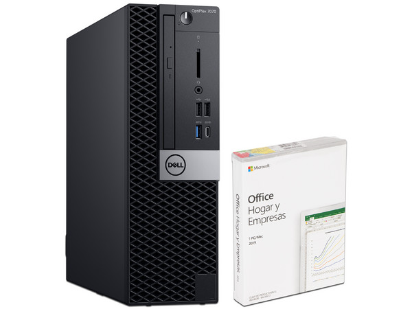Desktop DELL OptiPlex 7070 SFF,
Procesador Intel Core i7 9700 (hasta 4.80 GHz),
Memoria de 8GB DDR4,
Disco Duro de 1TB,
Video HD Graphics 630,
S.O. Windows 10 Pro (64 Bits), Incluye Microsoft Office Hogar y Empresas 2019.