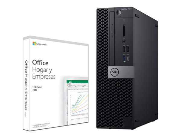 Desktop DELL Optiplex 7070 SFF,
Procesador Intel Core i7 9700 (hasta 4.8 GHz),
Memoria de 8GB DDR4,
Disco Duro de 1TB,
Video HD Graphics 630,
S.O. Windows 10 Pro (64 Bits), Incluye Microsoft Office Hogar y Empresas 2019.