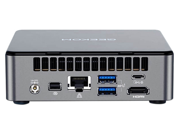 PC Mini GEEKOM AIR 12,
Procesador Intel Pentium Gold 7505 (hasta 3.5 GHz),
Memoria de 8GB DDR4,
SSD de 256GB,
Video UHD Graphics,
S.O. Windows 11 Pro. Color Negro.