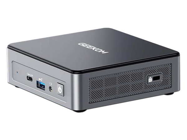 PC Mini GEEKOM AIR 12,
Procesador Intel Pentium Gold 7505 (hasta 3.5 GHz),
Memoria de 8GB DDR4,
SSD de 256GB,
Video UHD Graphics,
S.O. Windows 11 Pro. Color Negro.