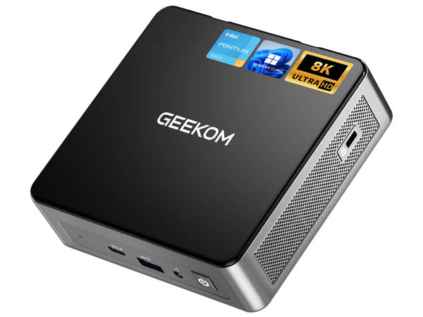 PC Mini GEEKOM AIR 12,
Procesador Intel Pentium Gold 7505 (hasta 3.5 GHz),
Memoria de 8GB DDR4,
SSD de 256GB,
Video UHD Graphics,
S.O. Windows 11 Pro. Color Negro.