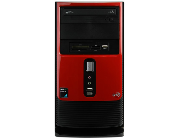 Computadora GHIA 944,
Procesador AMD Athlon II X2 250 (3.0GHz),
Memoria de 3GB DDR3, D.D. de 500GB,
Video GeForce 6150SE, DVD±R/RW, Red,
Windows 7 Home Basic (32 bits),
Monitor 18.5