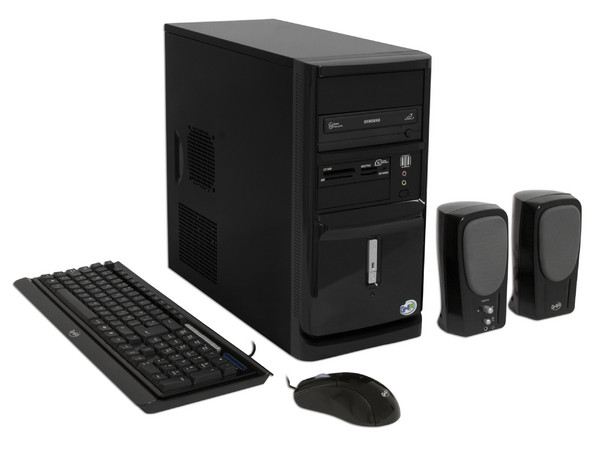 Computadora GHIA BASIC ATOM,
Procesador Intel Atom 230 (1.6Ghz),
Memoria de 1GB DDR2 667MHz,
D.D. de 160GB, SuperMulti DVD±R/RW,
Red, Windows Vista Starter,
No Incluye Monitor.