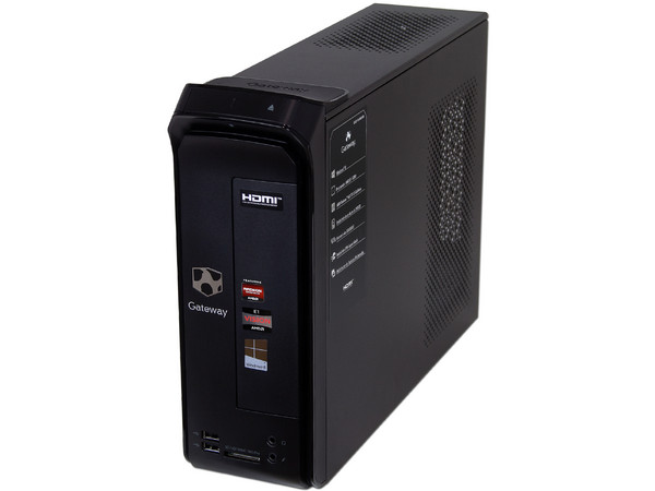 Computadora Gateway SX2110-MO308,
Procesador AMD E1-1200 (1.4 GHz),
Memoria de 2GB DDR3, D.D. de 500 GB,
DVD±R/RW DL, Red, Video Radeon HD 7310,
Windows 8 (64 Bits),
No Incluye Monitor.