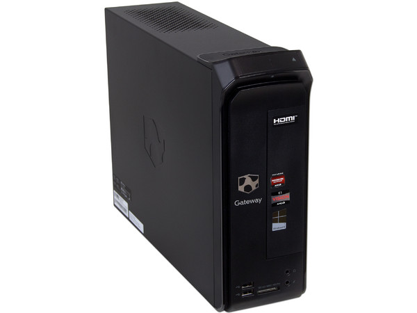 Computadora Gateway SX2110-MO308,
Procesador AMD E1-1200 (1.4 GHz),
Memoria de 2GB DDR3, D.D. de 500 GB,
DVD±R/RW DL, Red, Video Radeon HD 7310,
Windows 8 (64 Bits),
No Incluye Monitor.