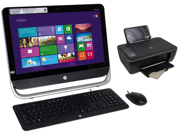 Kit de Computadora HP All in One 20-b002la,
Procesador AMD E1-1200 (1.4 GHz),
2GB DDR3, D.D. de 1TB,
Video Radeon HD 7310, DVD±R/RW DL, Red 802.11b/g/n,
Windows 8 (64 bits),
Pantalla LED HD de 20
