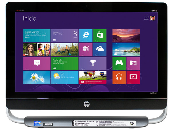 Computadora All-in-One HP ENVY 23 TouchSmart,
Procesador Intel Core i7-3770 (3.4 GHz) 3era Generación,
Memoria de 8 GB DDR3, D.D. de 2 TB,
DVD±R/RW/BD-ROM, Intel HD Graphics 4000, 
Windows 8 Pro (64 Bits),
Pantalla LED Multi Touch de 23