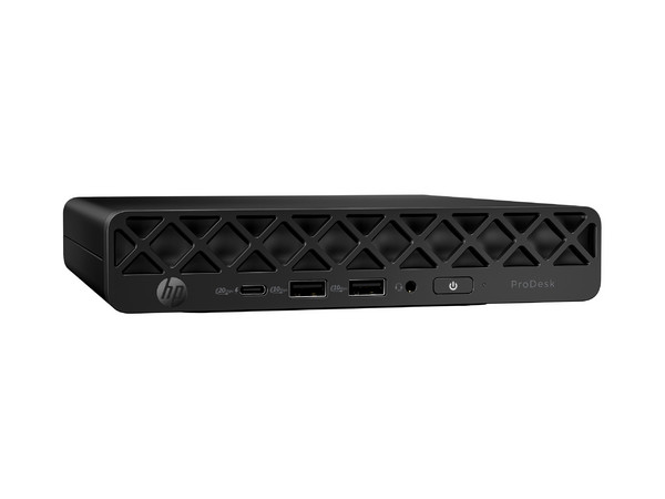 Mini PC de Escritorio HP ProDesk 4 AI G1i: 
Procesador Intel Core Ultra 5 235T (hasta 5.0 GHz), 
Memoria de 8GB DDR5, 
SSD de 512GB, 
Video Intel Graphics, 
S.O. Windows 11 Pro.