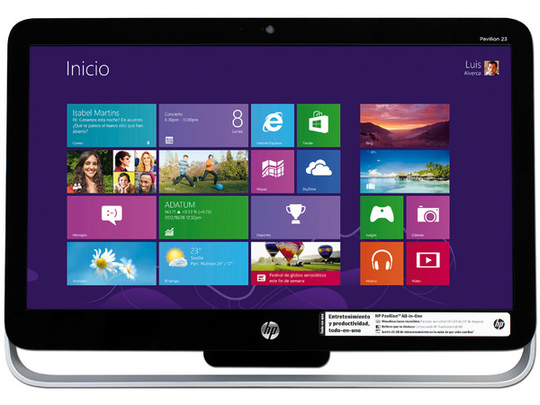 Computadora All-in-One HP 23-G001LA,
Procesador AMD A2-3800 (1.3 GHz),
Memoria 4 GB DDR3, D.D. de 1 TB,
Video RADEON HD 8280,
DVD±R/RW DL, Red, 802.11b/g/n,
Windows 8.1 (64 Bits),
Pantalla LED de 23