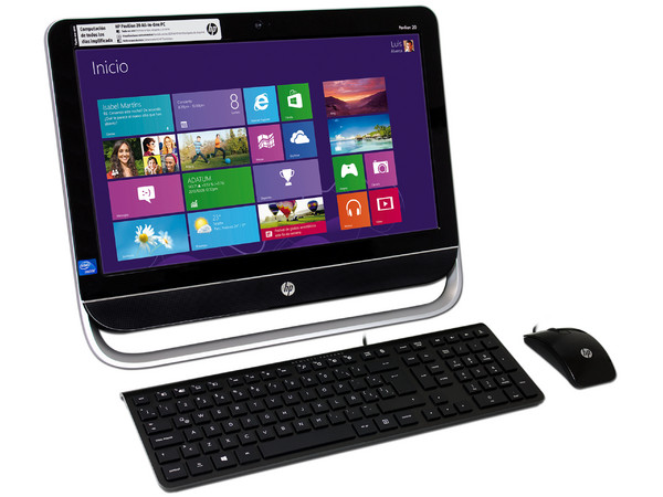 Computadora All-in-One HP 20-b248la,
Procesador Intel Celeron G 1610 (2.6 GHz),
Memoria 6 GB DDR3, D.D. de 1 TB,
Video Intel HD Graphics,
DVD±R/RW DL, Red, 802.11b/g/n,
Windows 8 (64 Bits),
Pantalla LED de 20