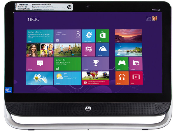 Computadora HP Pavilion 20 All in One 20-b247la,
Procesador Intel Celeron G1610 (2.6 GHz),
Memoria 4 GB DDR3, D.D. de 500 GB,
DVD±R/RW DL, Video Intel HD Graphics,
Windows 8 (64 bits),
Pantalla LED HD de 20