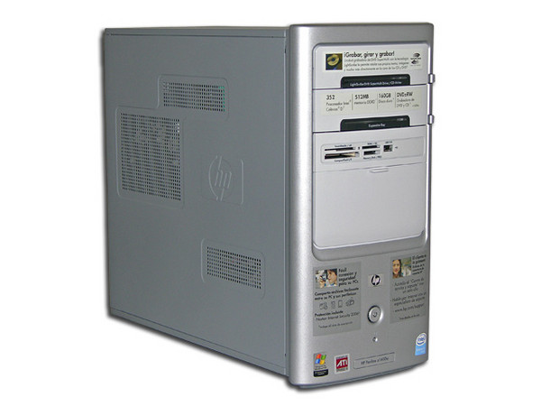 Computadora HP Pavilion a1600LA,
Procesador Celeron D 352, 3.2GHz,
Memoria 512MB PC2-4200 DDR2,
D.D. de 160 GB, Super MultiDVD±R/RW/RAM,
Tarjeta de sintonía de TV con Control Remoto,
Red, Módem, Windows XP Home
No Incluye Monitor