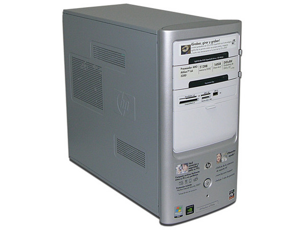 Computadora HP Pavilion a1705LA,
Procesador Athlon 64 3200+, 2.0 GHz,
Memoria 512MB PC2-4200 DDR2,
D.D. de 160 GB, Super Multi DVD±R/RW,
Red, Módem, Windows Vista Home Basic,
No Incluye Monitor
