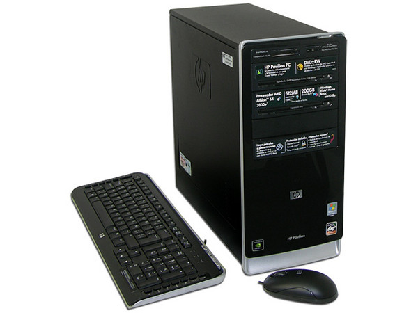 Computadora HP Pavilion a6005la,
Procesador Athlon 64 3800+, 2.4 GHz,
Memoria 512MB PC2-4200 DDR2,
D.D. de 200 GB, Super Multi DVD±R/RW,
Red, Módem, Windows Vista Home Basic,
No Incluye Monitor