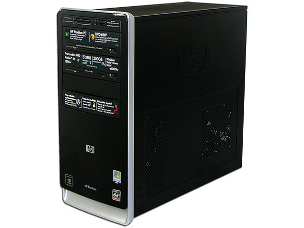 Computadora HP Pavilion a6005la,
Procesador Athlon 64 3800+, 2.4 GHz,
Memoria 512MB PC2-4200 DDR2,
D.D. de 200 GB, Super Multi DVD±R/RW,
Red, Módem, Windows Vista Home Basic,
No Incluye Monitor
