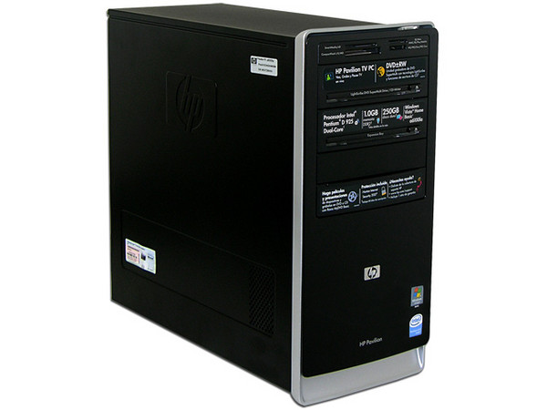 Computadora HP Pavilion a6100la,
Procesador Intel Pentium D 925 de 3.0Ghz,
Memoria 1 GB PC2-4200 DDR2,
D.D. de 250GB Serial ATA, Super Multi DVD±R/RW,
Red 10/100, Módem 56K, Windows Vista Home Basic,
No Incluye Monitor
