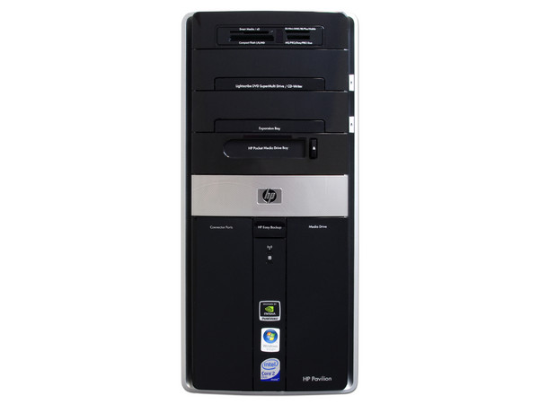 Computadora HP Pavilion Elite m9150la,
Procesador Intel Core 2 Duo E4500 (2.2GHz),
Memoria 2GB PC2-5300 DDR2,
D.D. de 500GB SATA, SuperMulti DVD±R/RW LightScribe,
Red, wireless 802.11b/g , Windows Vista Home Premium,
Monitor LCD W2408H 24