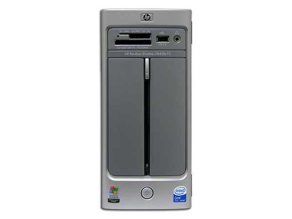 Computadora HP Pavilion Slimline s7640la,
Procesador Intel Core Duo T2050 (1.6Ghz),
Memoria 1GB PC2-4200 DDR2,
D.D. de 250 GB, Super Multi DVD±R/RW/RAM,
Red, Módem, Windows XP Media Center Edition.
No Incluye Monitor