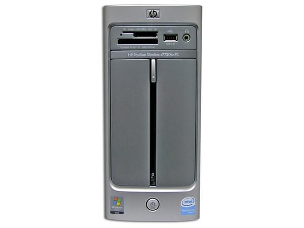 Computadora HP Pavilion Slimline s7720la,
Procesador Intel Pentium Core Duo T2060 (1.6Ghz),
Memoria 1GB PC2-4200 DDR2,
D.D. de 250 GB, Super Multi DVD±R/RW/LightScribe,
Red, Módem, Windows Vista Home Basic.
No Incluye Monitor