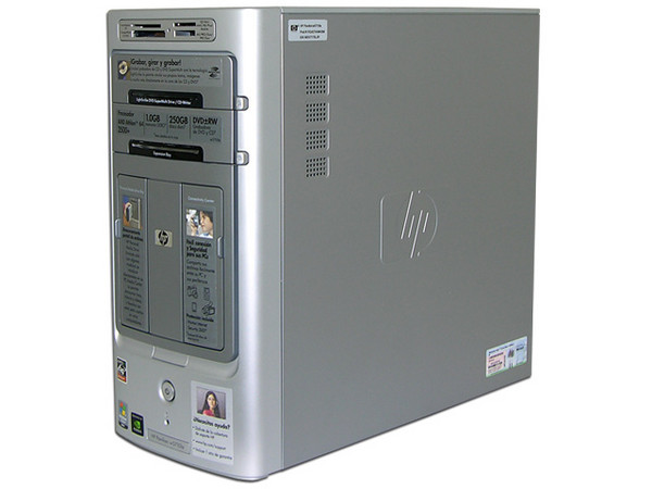 Computadora HP Pavilion w5710la,
Procesador AMD Athlon 64 3500+ 2,2 GHz,
Memoria 1GB PC2-4200 DDR2,
D.D. de 250 GB, DVD±R/RW/ LightScribe,
Red, Módem, Windows Vista Home Basic,
No Incluye Monitor