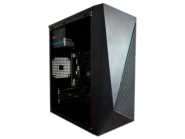 PC de Escritorio HY Gaming KYTOX,
Procesador AMD Ryzen 5 5600GT (hasta 4.6 GHz),
Memoria de 16GB DDR4,
SSD de 1TB,
Video Radeon Graphics,
S.O. Windows 11 (Versión de prueba). Color Negro.