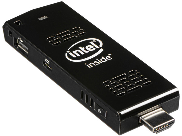 Mini PC Intel Compute Stick,
Procesador Intel Atom Z3735F (hasta 1.83 GHz),
Memoria RAM de 2GB DDR3L,
Almacenamiento de 32GB eMMC,
Video Intel HD Graphics,
S.O. Windows 10 Home (32 Bits)